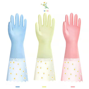 Dishwashing Cleaning Gloves 3 Pairs - Reusable Rubber Gloves Non-Slip Laundry Kitchen Gardening Household Gloves