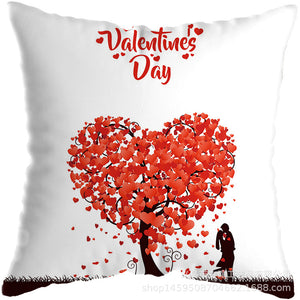 Valentine's Day Pillow Covers,Girl Boy Linen Pillowcase for Valentines Decorations Anniversary Wedding Home Office Car Cushions Case 4 pcs 18x18inch