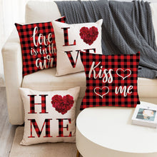 Load image into Gallery viewer, Valentine&#39;s Day Pillow Covers 4 PCS 18x18&quot;Love Linen Pillowcase for Valentines Decorations Anniversary Wedding Home Office Car Cushion Case (Red)
