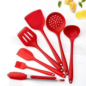 Silicone kitchenware set, silicone cooking spoon spatula for kitchen（Pack of 7）