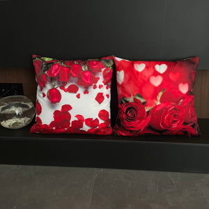 Red Rose Pillowcas,Valentine's Day Pillowcovers,Pillow Cover Case Square Cushion Cover for Sofa Bedroom Decor 4pcs 18X18 Inch