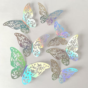 3D Butterfly Wall Decor,Butterfly Decorations,Butterfly wall paste,3D Butterflies Wall Decals for Kids Bedroom Nursery Room Birthday Butterfly Party Decorations(Sillver Laser)