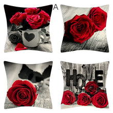 Load image into Gallery viewer, Red Rose Pillowcas,Valentine&#39;s Day Pillowcovers,Pillow Cover Case Square Cushion Cover for Sofa Bedroom Decor 4pcs 18X18 Inch
