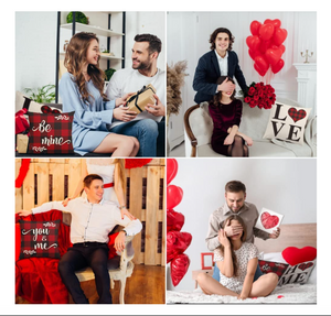 Valentine's Day Pillow Covers 4 PCS 18x18"Love Linen Pillowcase for Valentines Decorations Anniversary Wedding Home Office Car Cushion Case (Red)